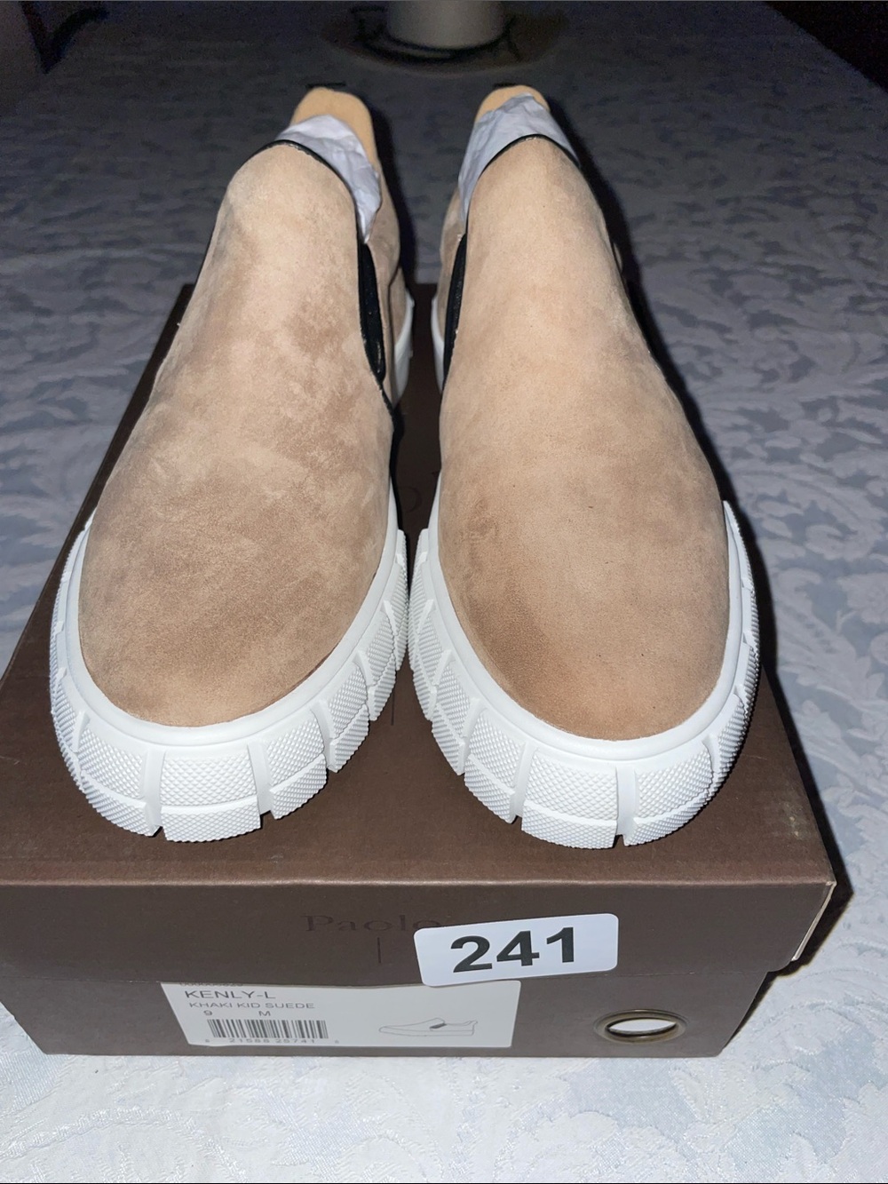 PAOLO Women All Leather Suede Slip-On Loafers in Tan Sole Sz 9M New in Box